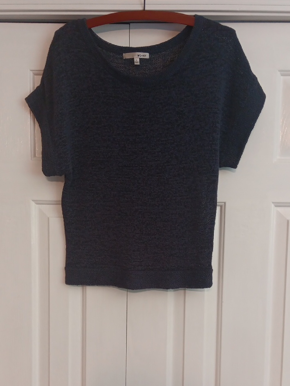 WD NY Steel Blue Loose Knit Sweater, Size Large